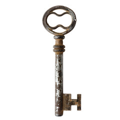 Weathered Vintage Key with Rustic Charm, Isolated on Transparent Background, Generative AI