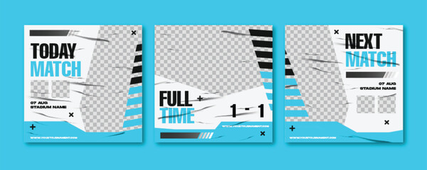 Sport social media post template , Football Match day , Full time , Next match Best player