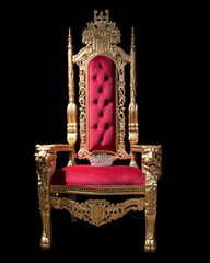 Red throne to queen or king with crown