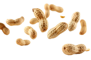 Flying Tasty and nutritious Peanuts on white background PNG