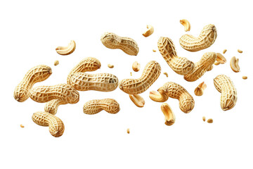 Flying Tasty and nutritious Peanuts on white background PNG