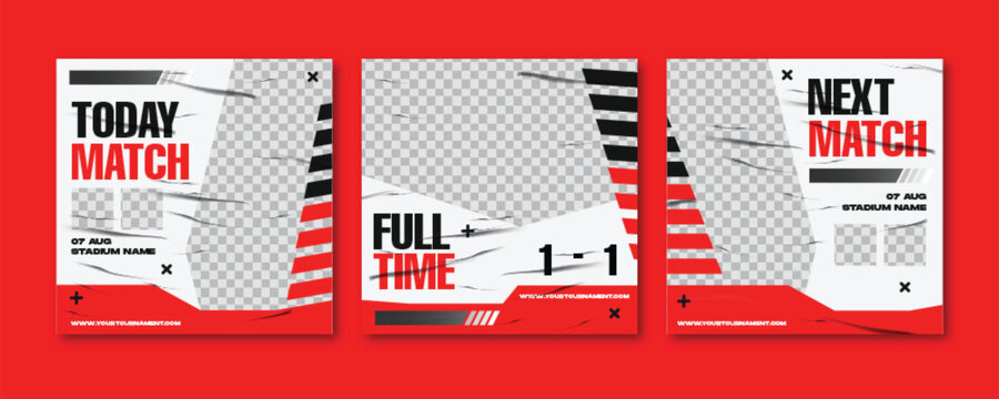 Sport social media post template , Football Match day , Full time , Next match Best player