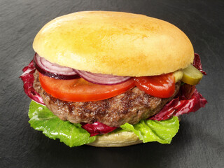 Self made grilled Hamburger with Ketchup - 748543095
