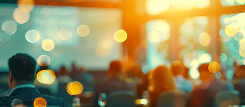 A panel discussion with industry experts, business conference, blurred background