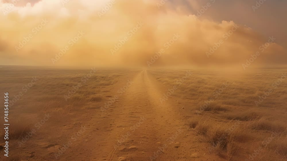 Aufkleber texture of a sandstorm in the distance its subtle movements visible through the hazy desert air.