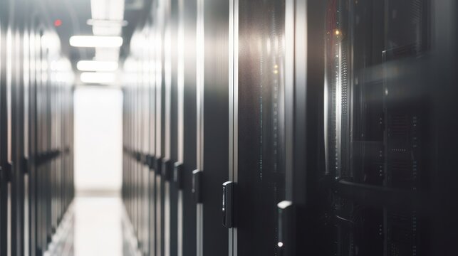 Secure server room with data protection, Data Privacy, blurred background