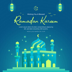 Vector Ramadan Kareem Greeting Feed Social Media Template