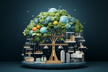 The relationship between nature and industry. Ecological balance in the world. Generated with AI