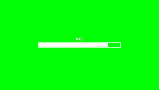 Green screen Loading bar downloading bar loading screen pixelated progress animation,0-100%
