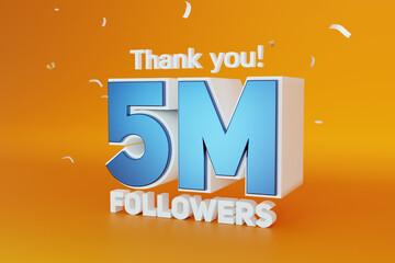 Thank you 5M followers celebration, five Million Greeting card for 5000000 social Followers