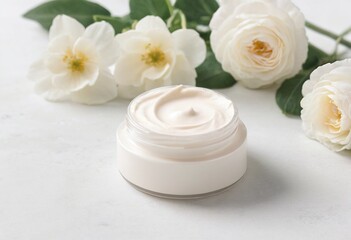 cosmetic cream and flower
