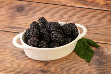 Natural organic blackberry in the bowl