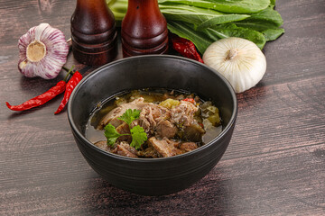 Steamed lamb meat with vegetables
