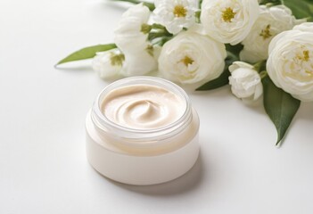 cosmetic cream and flower