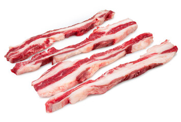 Short Plate Sliced, Short Ribs beef on white background, Beef Short Ribs (Sliced) isolate on white with clipping path
