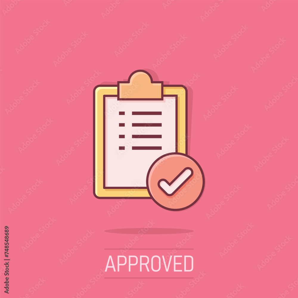 Poster to do list icon in comic style. document checklist cartoon vector illustration on isolated backgroun