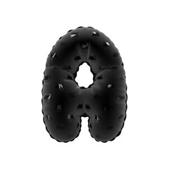 3D inflated balloon letter A with Black glossy dog face pattern