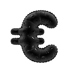 3D inflated balloon Euro Currency Symbol/sign with Black glossy meme coin Shiba Inu face pattern