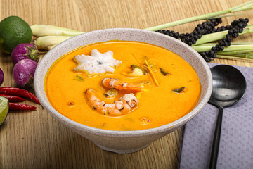 Thai Tom Yum soup with seafood