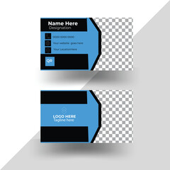 This is a corporate business card modern and simple creative and clean business card design .Stylish blue and black business card design. Business card design with mock up.