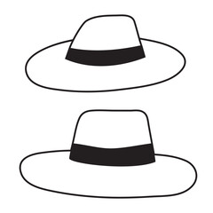 Two summer hats. Outline icons. Isolated icons on white background. Simple illustrations.