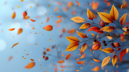 Autumn leaves background with bokeh effect. Free for text