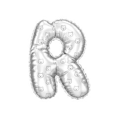 Obraz premium 3D inflated balloon letter R with Silver colored meme coin Shiba Inu pattern