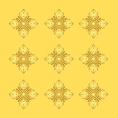 Star seamless textile fabric pattern on a yellow background. Decorative vector illustration design.