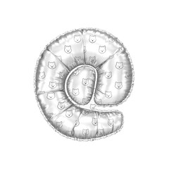 3D inflated balloon internet/email Symbol/sign with Silver colored meme coin Shiba Inu  pattern