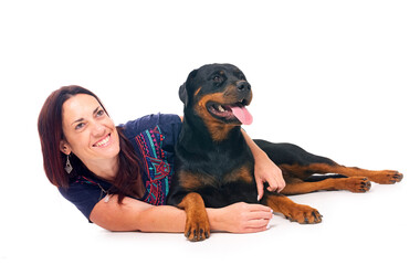 rottweiler and woman