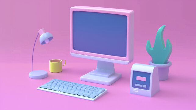 A computer monitor sitting on top of a desk next to a keyboard