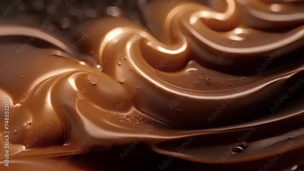 Poster texture of smooth shiny layers of cream swirling and mixing within a velvety cup of espresso creatin