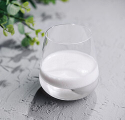 Pina Colada in glass top view