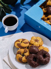crumbly cookies and cup of coffee