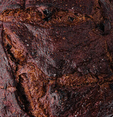 Black round bread top view