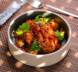 Gourmet fried squid Yakuza with sesame