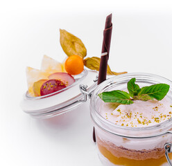 Tiramisu in a glass with mango
