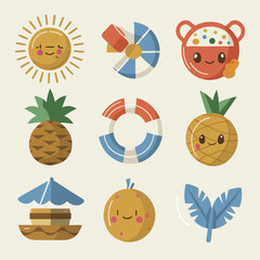 DIfferent type of summer cute element vector element set