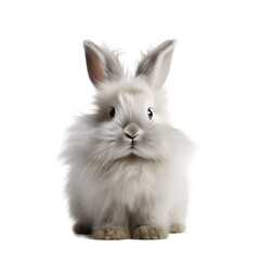 Obraz premium White Fluffy rabbit on white background
