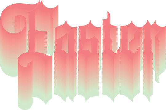 Abstract Blended Flat Gothic Typography of "Easter", Peach and Green Color Shift