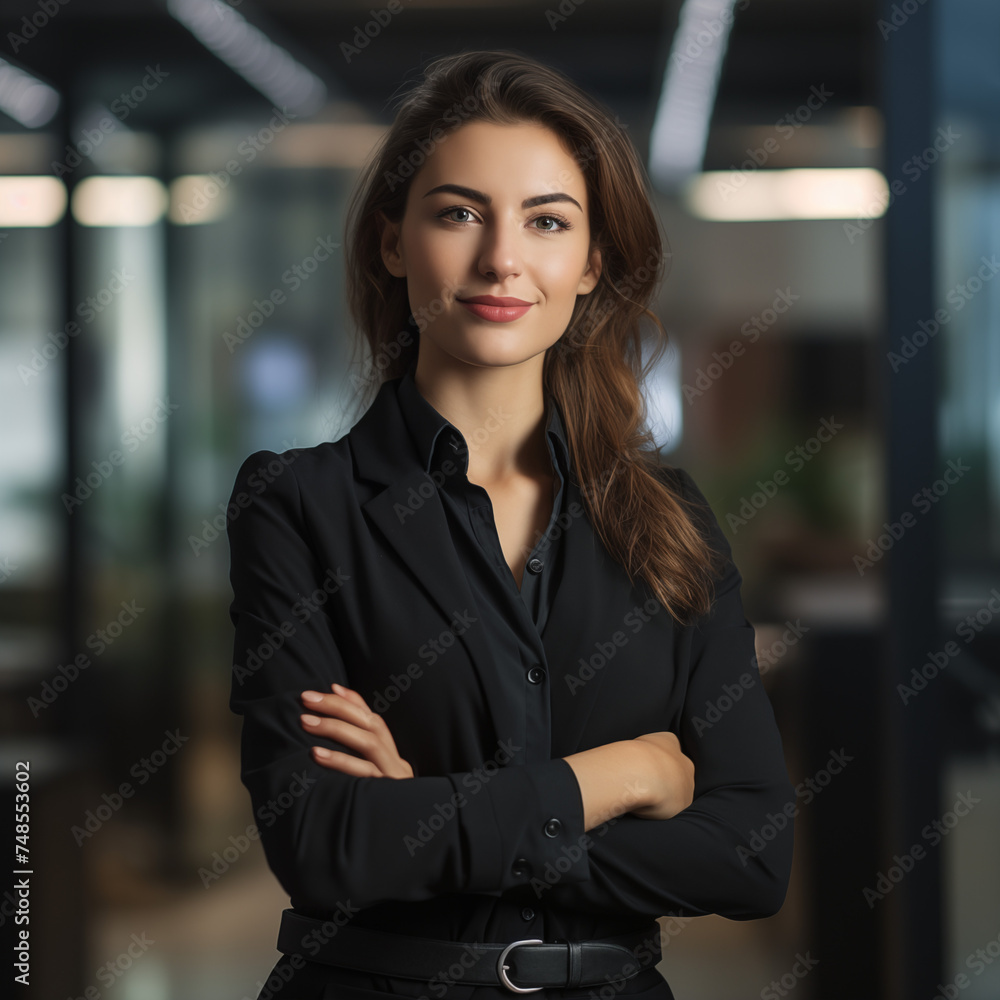 Wall mural brunette businesswoman arms crossed