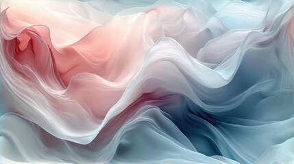 a computer generated image of a wave of white, pink, and blue liquid on a blue background with a red center in the middle of the image.