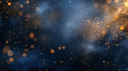 Obraz na płótnie Canvas Dark blue and gold hues blend to create a blur, revealing a space filled with an abundance of stars