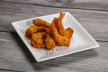Delicous crispy shrimps appetizer snack
