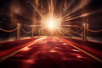 Mysterious Red carpet blurred glowing. Lifestyle festival. Generate Ai - 748554843