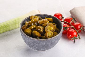 Sliced canned jalapeno pepper