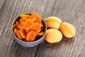 Dried apricot heap in the bowl