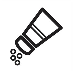 Salt shaker seasoning line art vector icon for food apps and websites.Isolted Saltshaker Outline Symbol On Clean Background. Vector Salt Element In Trendy Style.
