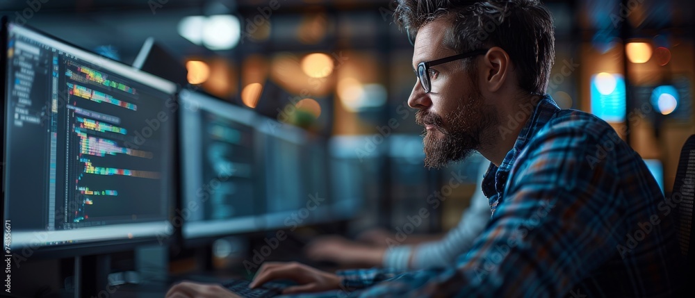 Poster Software developer working in an office