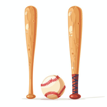 Baseball and baseball bat isolated on white background